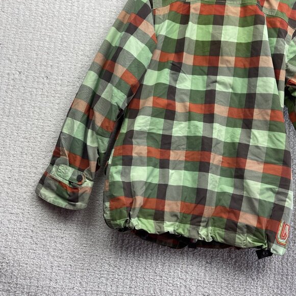 Y2K Burton Jacket Womens S Green / Orange Plaid Hooded Snowboarding / Ski - Picture 14 of 14